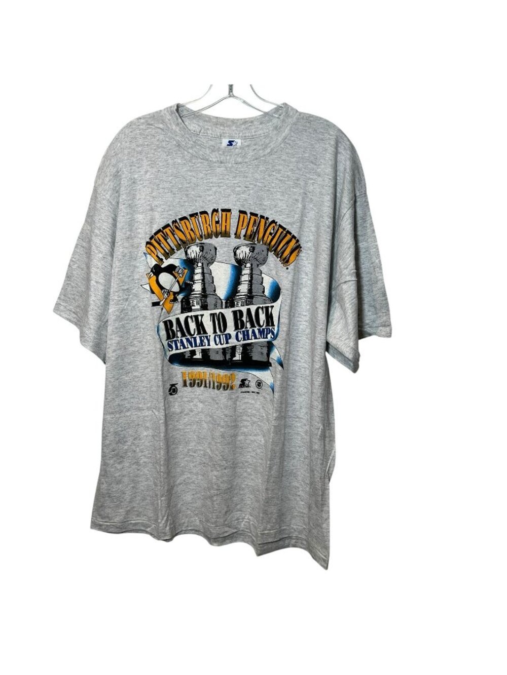 Vintage Pittsburgh Penguins 1991 1992 Stanley Cup Champs Starter XL 90s Tee NHL